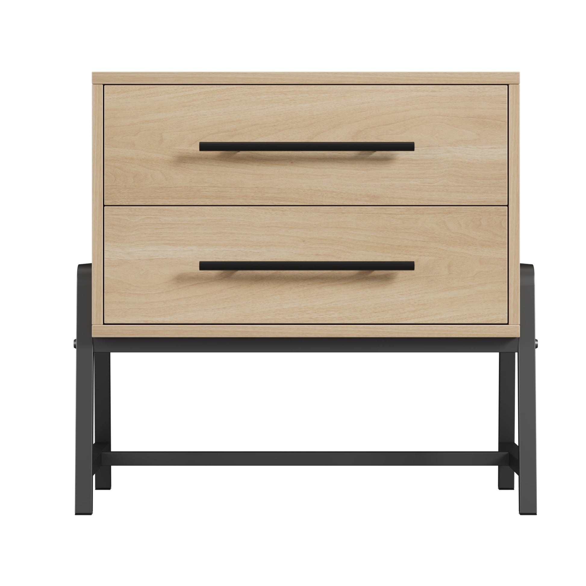 Comodino Garvee con 2 cassetti, tavolino moderno, gambe in metallo, legno, camera da letto e soggiorno, robusto, facile da pulire, colore legno chiaro