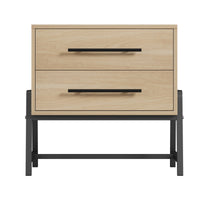 Comodino Garvee con 2 cassetti, tavolino moderno, gambe in metallo, legno, camera da letto e soggiorno, robusto, facile da pulire, colore legno chiaro