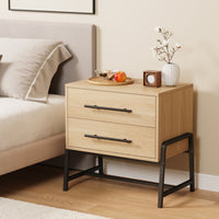 Comodino Garvee con 2 cassetti, tavolino moderno, gambe in metallo, legno, camera da letto e soggiorno, robusto, facile da pulire, colore legno chiaro