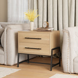 Comodino Garvee con 2 cassetti, tavolino moderno, gambe in metallo, legno, camera da letto e soggiorno, robusto, facile da pulire, colore legno chiaro - Legno chiaro