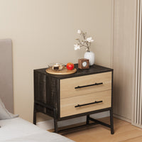 Comodino Garvée con 2 cassetti, tavolino moderno, legno chiaro, viola in metallo, camera da letto e soggiorno, robusto, spazio per archiviazione