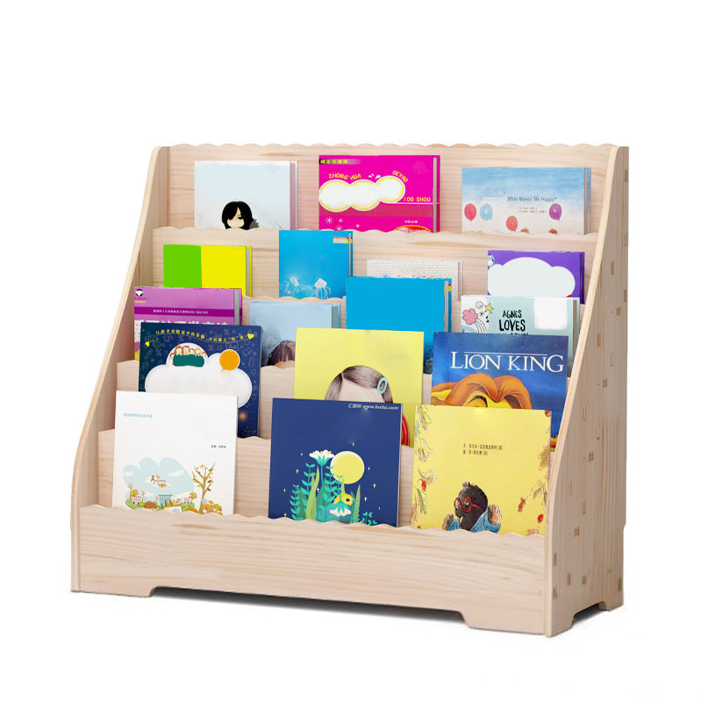 Libreria per bambini Garvee, 5 ripiani, in legno con protezione antiribaltamento, per sala giochi e soggiorno, adatta ai bambini, sicura, bianca