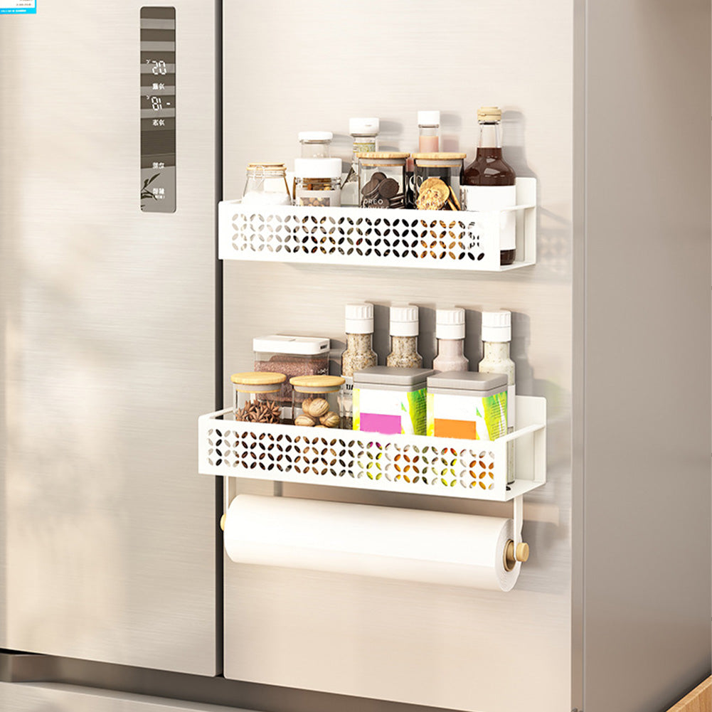 Porta spezie magnetico Garvee, set da 4, con potente magnete per frigorifero e cucina, acciaio inossidabile al carbonio, con portarotolo di carta, nero