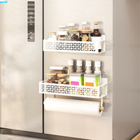 Porta spezie magnetico Garvee, set da 4, con potente magnete per frigorifero e cucina, acciaio inossidabile al carbonio, con portarotolo di carta, nero