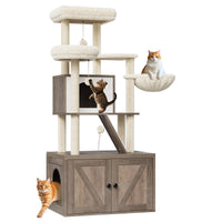 Torre per gatti GARVEE con nascondiglio per lettiera, moderno design 2 in 1, robusto MDF, tiragraffi in sisal, lavabile, per soggiorno e camera da letto
