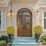 Set di 2 piante artificiali Garvee - Resistenti a tutte le temperature e facili da curare - Bosso artificiale con fiori per patio e giardino, verde - Giallo