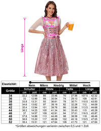Garvee Dirndl da donna, abito tradizionale midi, costume Oktoberfest, rosa, taglia 34, con camicetta e grembiule inclusi