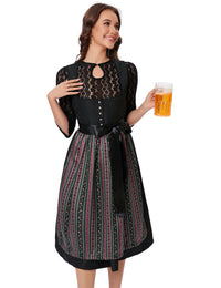 Garvee Dirndl - Abito tradizionale midi da donna, set da 3 pezzi per l'Oktoberfest, nero, taglia 34