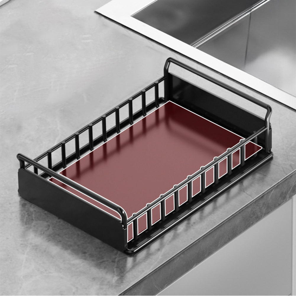 Garvee, organizer da cucina a 2 ripiani sottolavello, organizer estraibile per mobiletto, a forma di L, altezza regolabile, lega di alluminio, argento