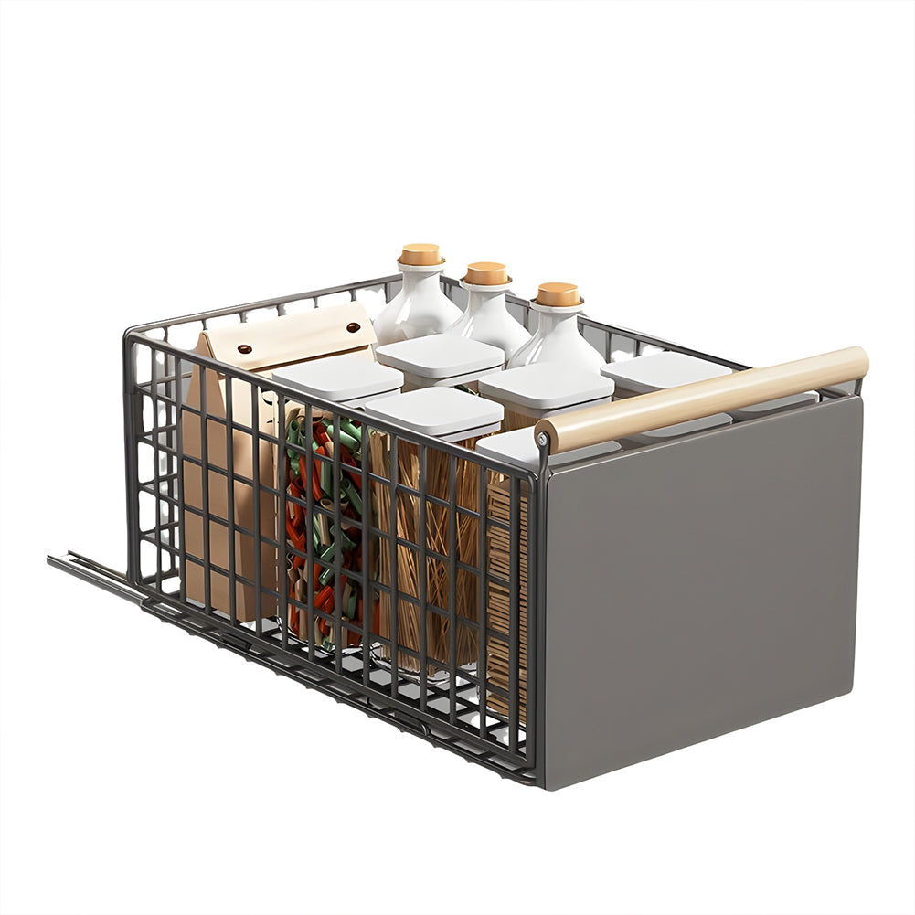 Garvee Organizer per mobili da cucina con pellicola adesiva, ripiani estensibili resistenti, cestello per cassetti in rete metallica per cucina e bagno, antiruggine, silenzioso, metallo, nero