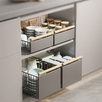 Garvee Organizer per mobili da cucina con pellicola adesiva, ripiani estensibili resistenti, cestello per cassetti in rete metallica per cucina e bagno, antiruggine, silenzioso, metallo, nero
