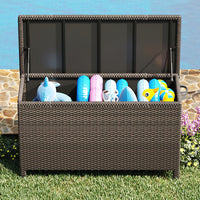 GARVEE Grande contenitore da esterno da 150 galloni con 2 ruote, struttura in metallo, rattan PE, impermeabile, con maniglie, per giardino e patio