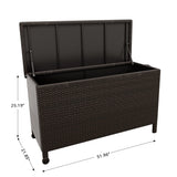 GARVEE Grande contenitore da esterno da 150 galloni con 2 ruote, struttura in metallo, rattan PE, impermeabile, con maniglie, per giardino e patio