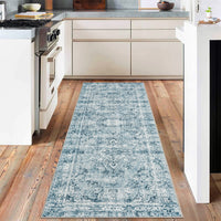Garvee Tappeto Moderno Boho Kurzflor Vintage Rutschfest Poliestere Morbido Lavabile Blu 200x290cm Soggiorno Camera
