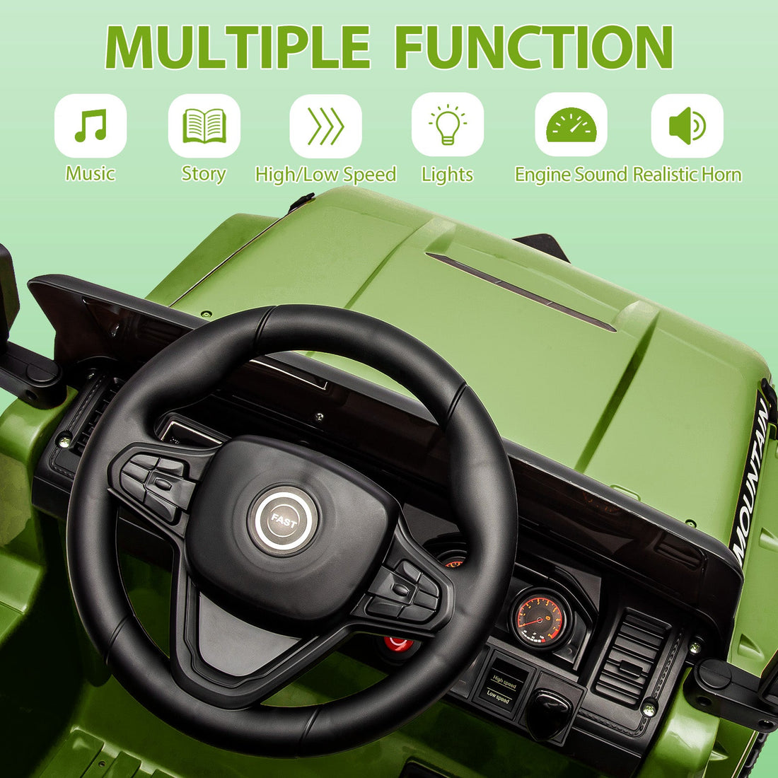 Garvee Kids Electric Car 12V 4.5AH con 3 velocità, telecomando 2.4G, LED, musica per bambini dai 3 agli 8 anni, rosso