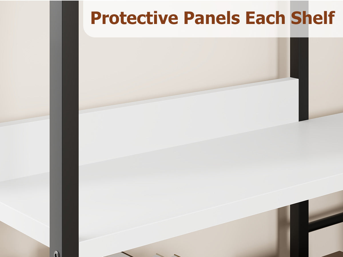 Mensola Angolare Garvee a forma di L industriale con struttura in metallo a 5 ripiani per soggiorno e camera da letto, 68.5x30.7x30.7 pollici, nero