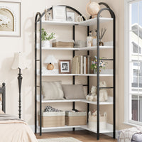 Mensola Angolare Garvee a forma di L industriale con struttura in metallo a 5 ripiani per soggiorno e camera da letto, 68.5x30.7x30.7 pollici, nero