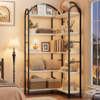 Mensola Angolare Garvee a forma di L industriale con struttura in metallo a 5 ripiani per soggiorno e camera da letto, 68.5x30.7x30.7 pollici, nero