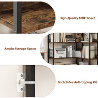 Mensola Angolare Garvee, struttura in metallo industriale in forma di L arcuata per soggiorno e camera da letto, 68.5"x30.7"x30.7" nero