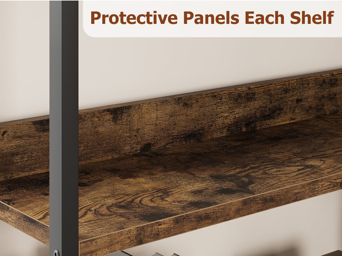 Mensola Angolare Garvee, struttura in metallo industriale in forma di L arcuata per soggiorno e camera da letto, 68.5"x30.7"x30.7" nero