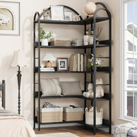 Libreria Angolare Garvee con struttura in metallo a forma di L, stile industriale, grande, per soggiorno e camera da letto, 68.5"x30.7"x30.7" nero