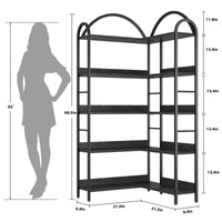 Libreria Angolare Garvee con struttura in metallo a forma di L, stile industriale, grande, per soggiorno e camera da letto, 68.5"x30.7"x30.7" nero