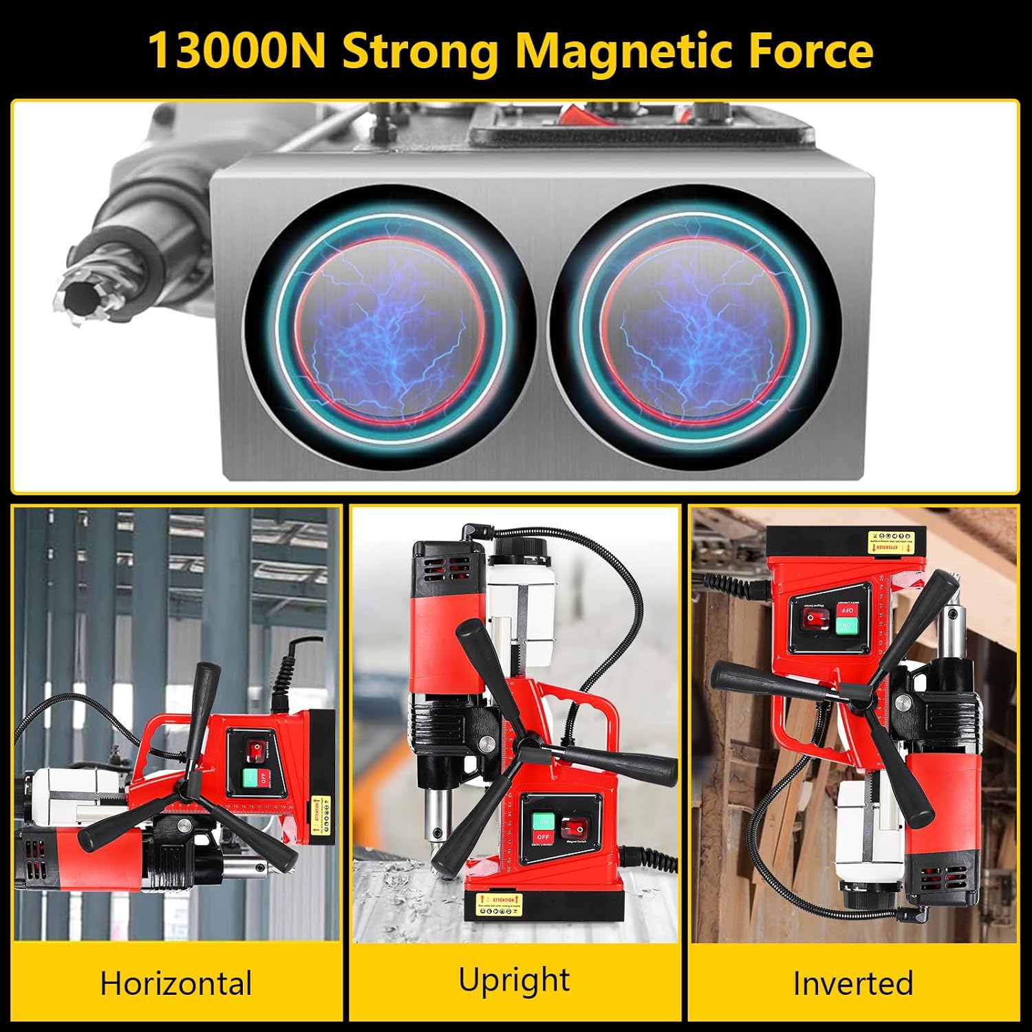 Trapano Magnetico GARVEE Set 11 Pezzi per Festa del Papà | Carotatrice Portatile Industriale Ø 4 cm Nero