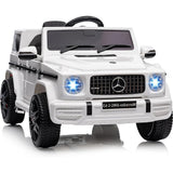 Garvee G63 AMG Auto elettrica 12V per bambini - Bianca con impianto musicale a LED e pneumatici fuoristrada per giardino e casa - Bianco