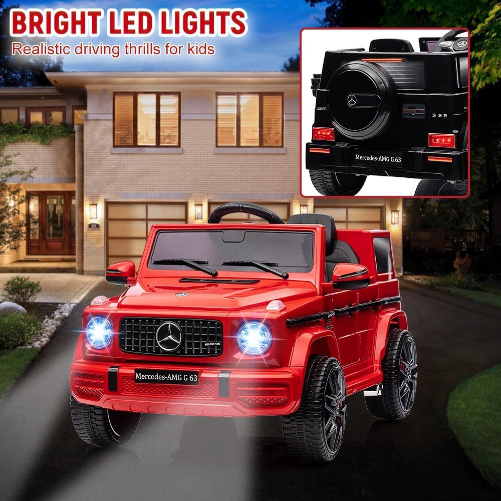 Garvee G63 AMG Auto elettrica 12V per bambini - Rossa con musica a LED e funzione fuoristrada per uso interno ed esterno