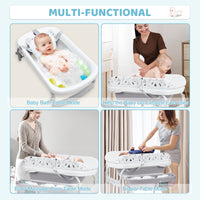 GARVEE Fasciatoio e vasca da bagno 2 in 1 regolabile in altezza, grigio | Con display della temperatura e ruote | Per bambini piccoli