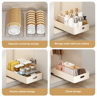 Garvee Scolapiatti telescopico per cassetti, organizer per mobili da cucina e bagno, 24,5x39,7x7,5 cm, beige, multifunzionale e salvaspazio