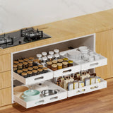 Organizzatore scorrevole per mobili da cucina Garvee, acciaio al carbonio, estensibile, silenzioso, per cucina e ufficio, regolabile, salvaspazio, 13,38-19,68 pollici, colore metallizzato - Nero