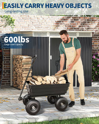 Carrello Ribaltabile Garvee Poly 600 libbre per Festa del Papà - Sgancio Rapido, Pneumatici 10" Antiforatura, Polipropilene Resistente per Giardinaggio