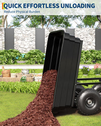 Carrello Ribaltabile Garvee Poly 600 libbre per Festa del Papà - Sgancio Rapido, Pneumatici 10" Antiforatura, Polipropilene Resistente per Giardinaggio