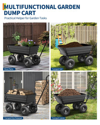 Carrello Ribaltabile Garvee Poly 600 libbre per Festa del Papà - Sgancio Rapido, Pneumatici 10" Antiforatura, Polipropilene Resistente per Giardinaggio