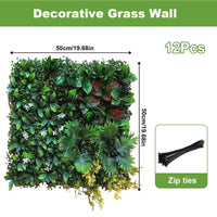 Garvee 16 pannelli da parete in erba artificiale, in polietilene, resistenti a raggi UV e tutte le intemperie, per giardino, matrimonio, verde, 20x20 pollici