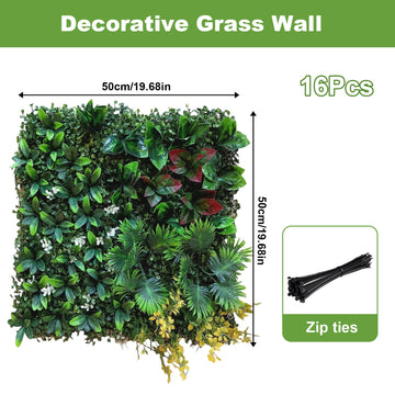 Pannelli da parete in erba artificiale Garvee, set da 12, 20"x20", foglie 3D realistiche, materiali PE resistente a tutte le intemperie, per giardino, matrimonio, compleanno, verde