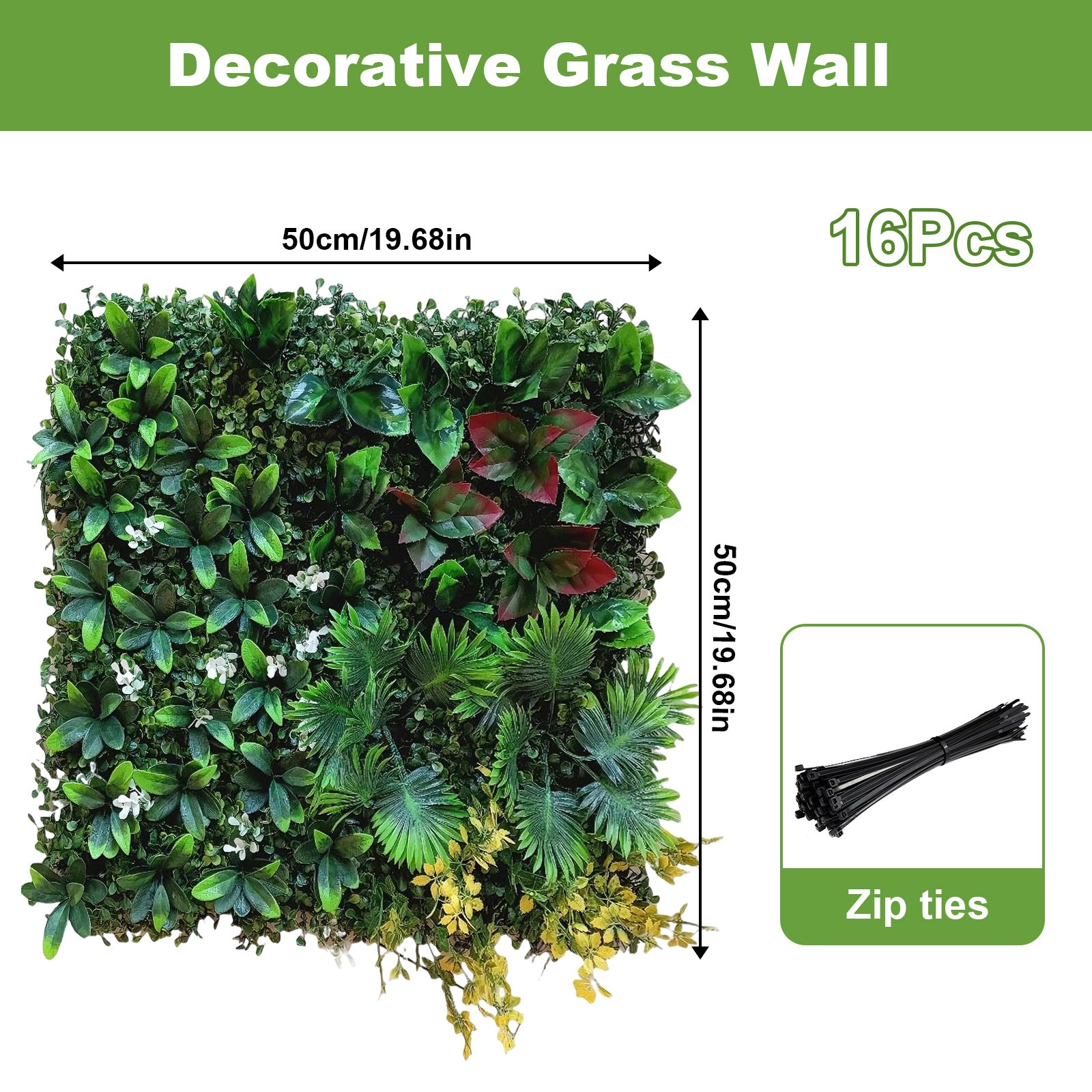 Pannelli da parete in erba artificiale Garvee 20"x20" in bosso con foglie di menta per uso interno ed esterno, resistenti ai raggi UV, resistenti alle intemperie, materiale PE