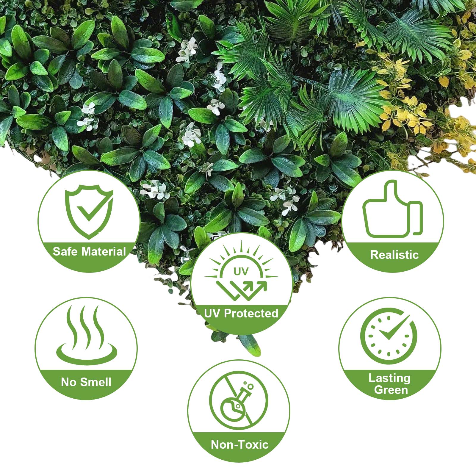 Pannelli da parete in erba artificiale Garvee 20"x20" in bosso con foglie di menta per uso interno ed esterno, resistenti ai raggi UV, resistenti alle intemperie, materiale PE