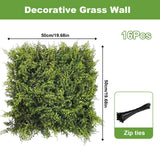 Pannelli di bosso artificiale Garvee, set da 16, 20x20 pollici, verde, resistente ai raggi UV, flessibile, polietilene, per interni ed esterni - Come mostrato