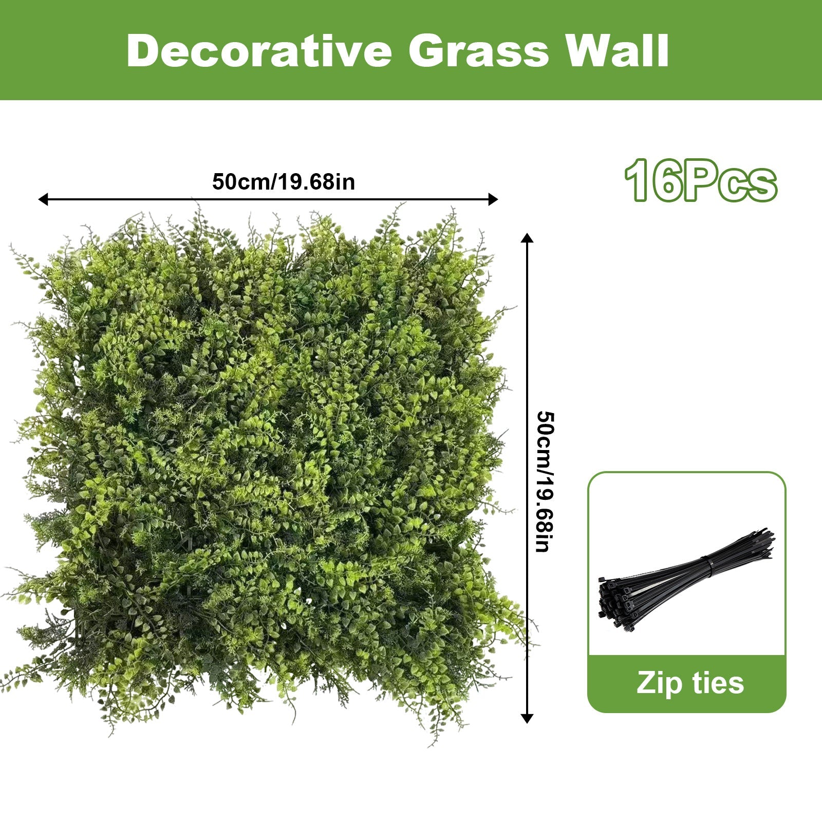 Pannelli di bosso artificiale Garvee, set da 16, 20x20 pollici, verde, resistente ai raggi UV, flessibile, polietilene, per interni ed esterni