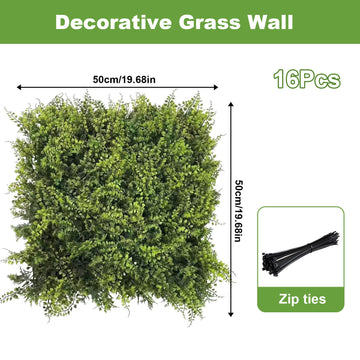 Pannelli di bosso artificiale Garvee, set da 16, 20x20 pollici, verde, resistente ai raggi UV, flessibile, polietilene, per interni ed esterni