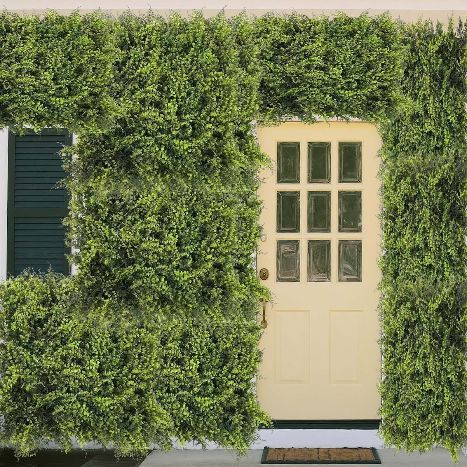 Garvee set da 12 pannelli di bosso artificiale, 20x20 cm, resistenti ai raggi UV, flessibili, in polietilene, per uso in giardino e in interni, verde