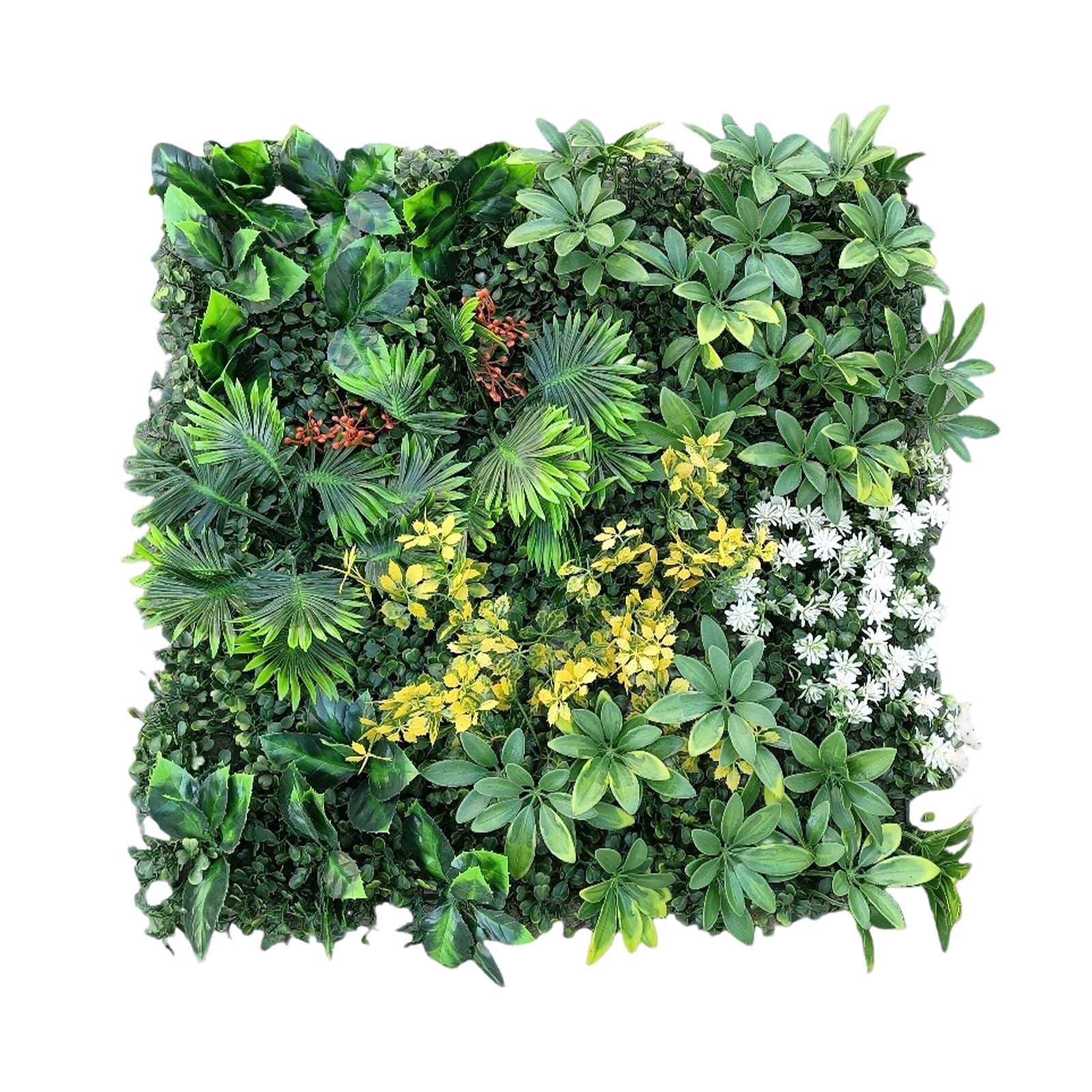 Garvee Set di 12 pannelli in erba artificiale da parete 20"x20" con fascette, PE resistente ai raggi UV e tutte le intemperie, foglie tropicali per giardino e matrimonio verde