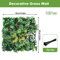 Garvee set da 6 pannelli da parete in erba artificiale 20x20" - materiale PE resistente ai raggi UV e alle intemperie per giardino, matrimoni, uso interno ed esterno, verde
