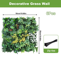 Garvee Set di 12 pannelli in erba artificiale da parete 20"x20" con fascette, PE resistente ai raggi UV e tutte le intemperie, foglie tropicali per giardino e matrimonio verde
