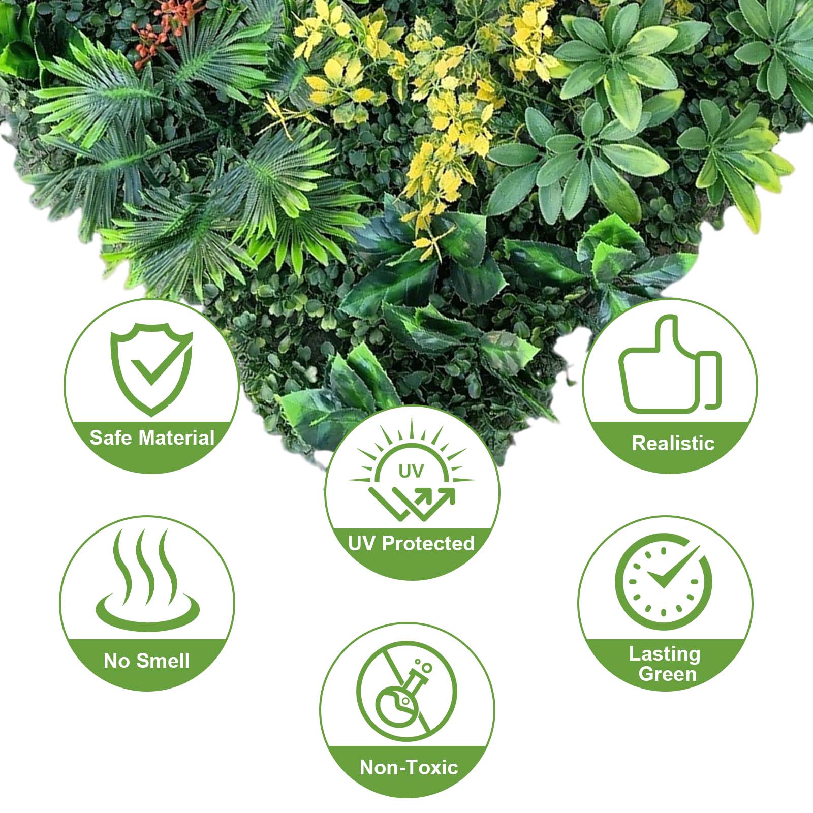 Garvee set da 6 pannelli da parete in erba artificiale 20x20" - materiale PE resistente ai raggi UV e alle intemperie per giardino, matrimoni, uso interno ed esterno, verde