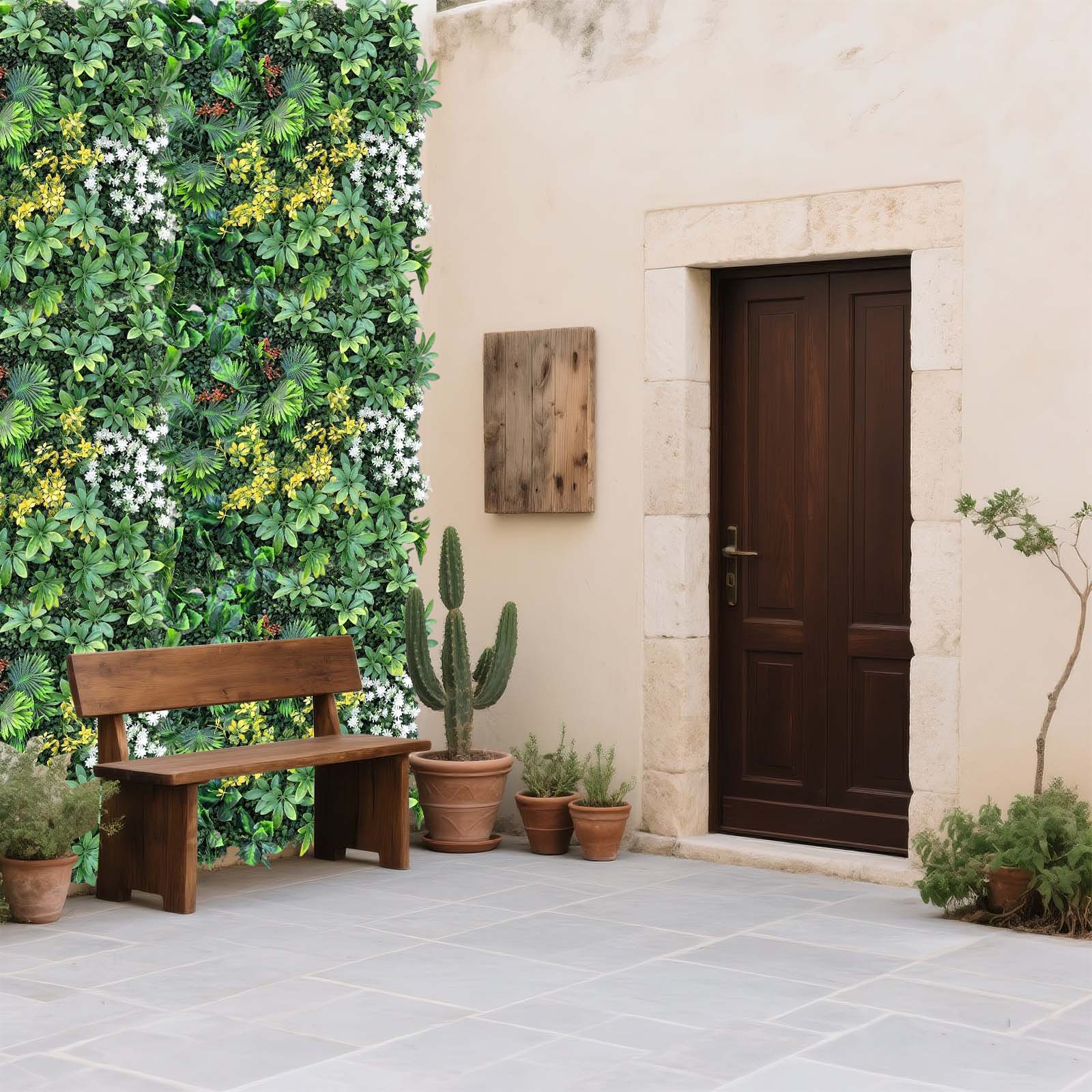 Garvee Set di 12 pannelli in erba artificiale da parete 20"x20" con fascette, PE resistente ai raggi UV e tutte le intemperie, foglie tropicali per giardino e matrimonio verde