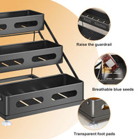 Porta spezie Garvee in acciaio al carbonio a 3 livelli con altezza regolabile da 10 a 10.8 pollici, nero, per ripiani della cucina