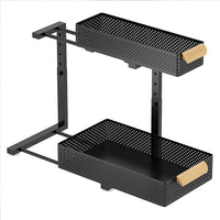 Garvee Set of 2 organizers sottolavello, in metal, estensibile a 2 levels, for kitchen and bagno, nero